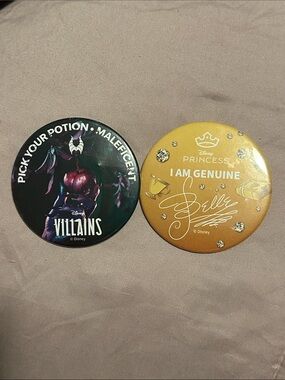 Disney Maleficent & Belle Decorative Pin Buttons - Purple, Black & Gold